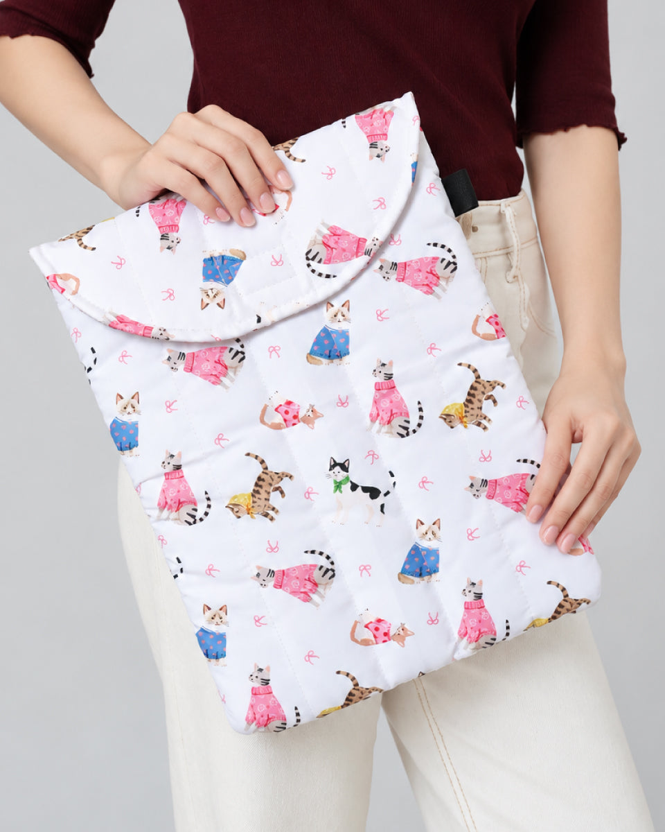 PUFFY LAPTOP SLEEVE - PRETTY PAWS