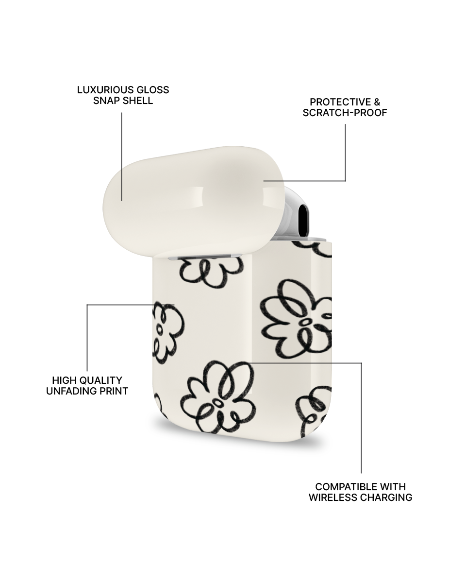 ARMOR AIRPODS CASE - BLACK FLOWER SCRIBBLE
