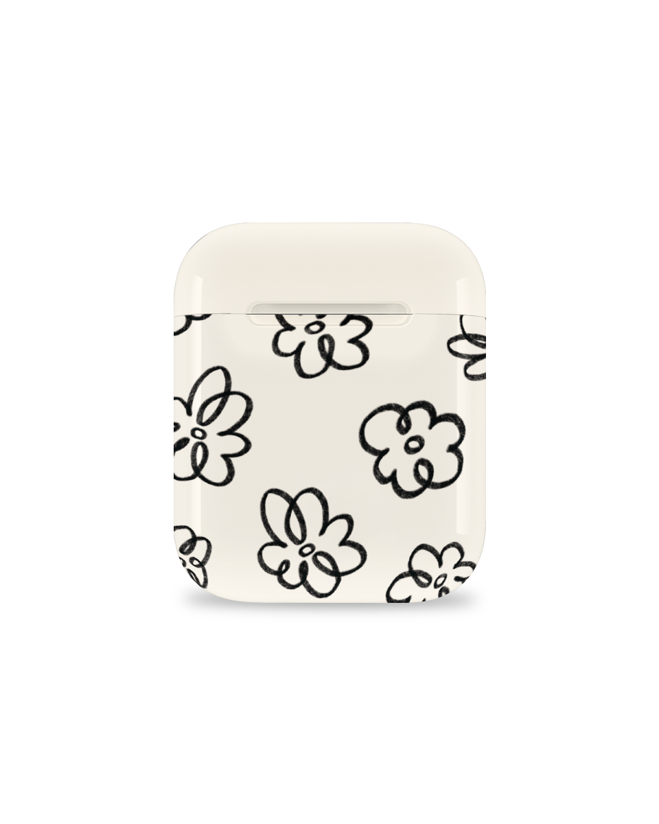 ARMOR AIRPODS CASE - BLACK FLOWER SCRIBBLE