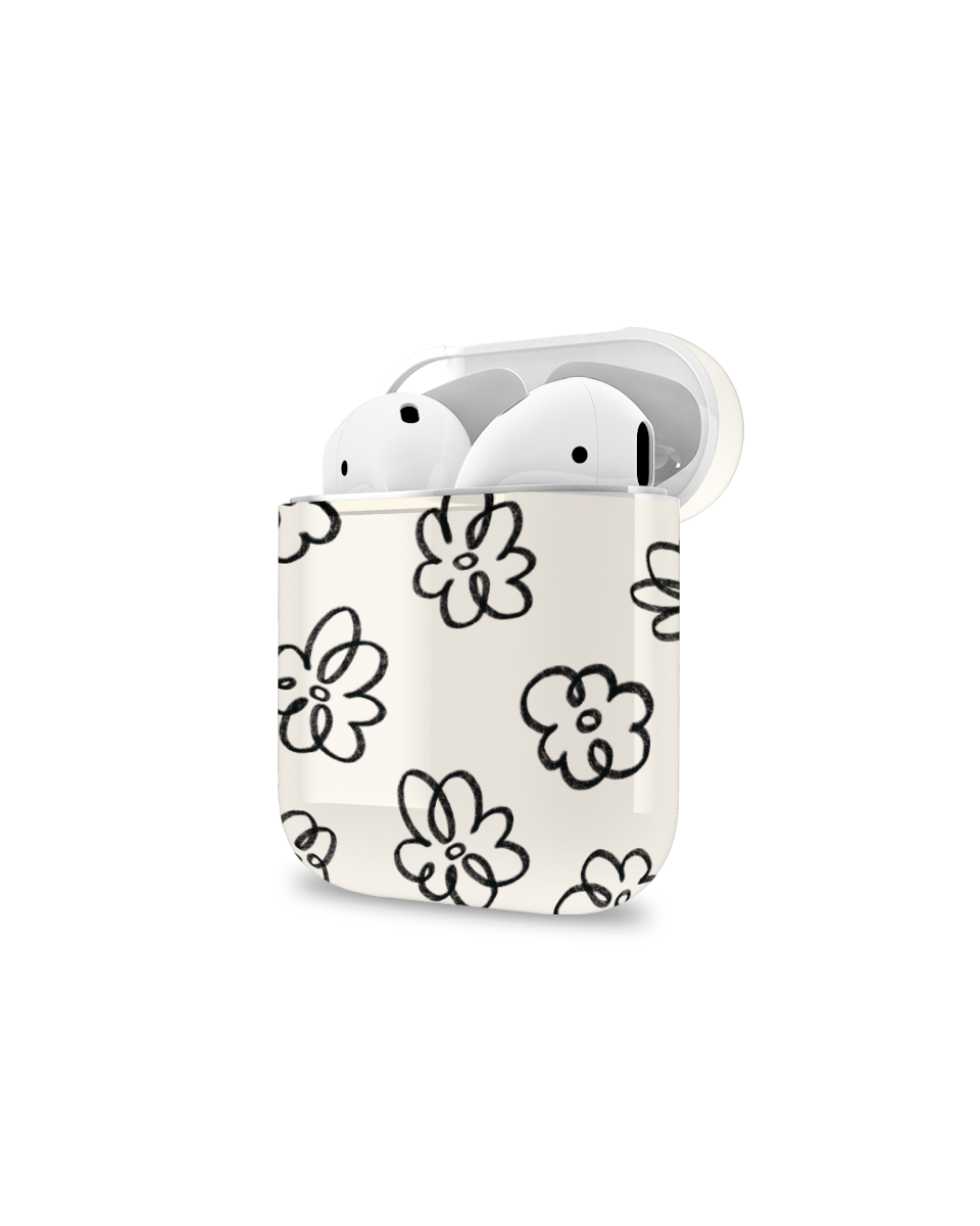 ARMOR AIRPODS CASE - BLACK FLOWER SCRIBBLE