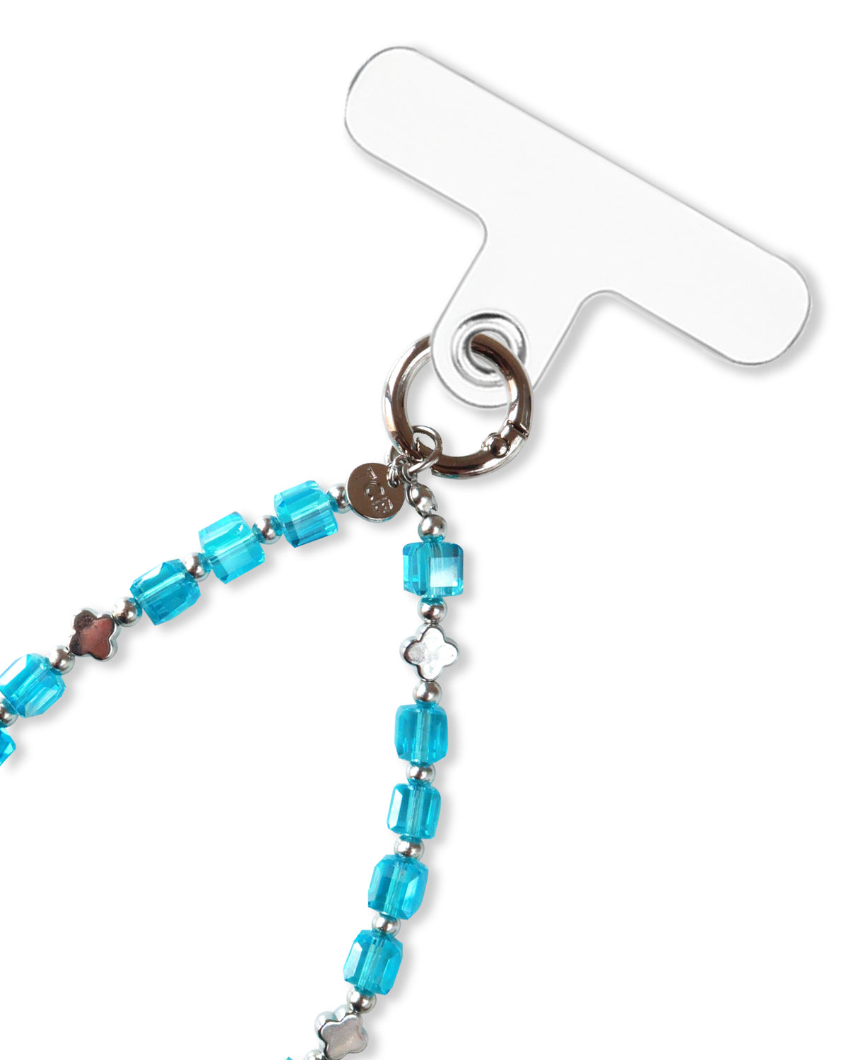 BEADED PHONE STRAP - AQUA MIST