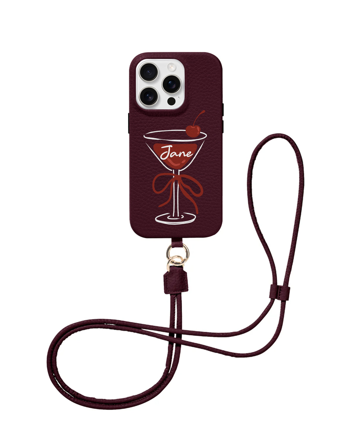 CROSSBODY LEATHER MAGSAFE CASE - CHERRY COCKTAIL