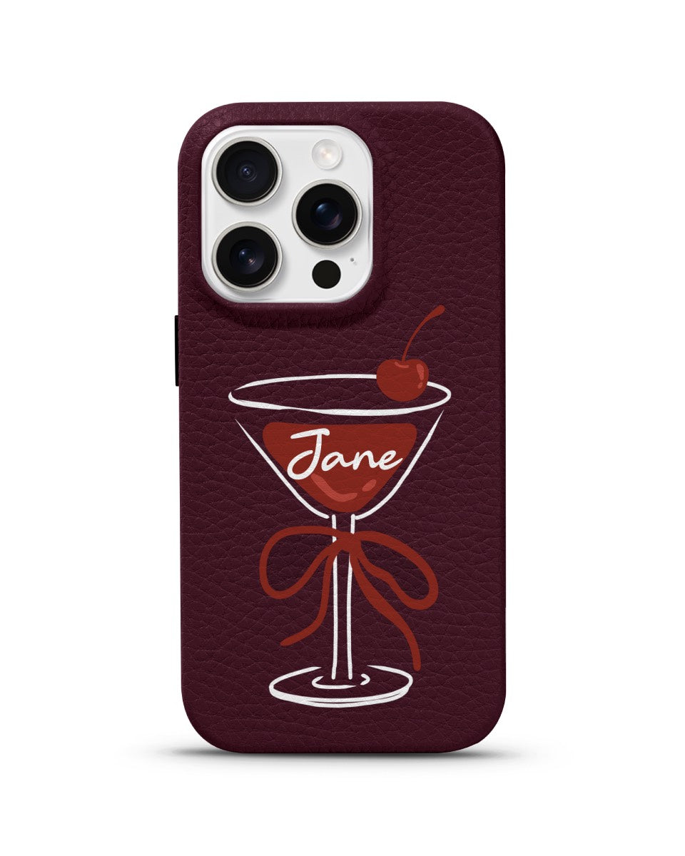 LEATHER MAGSAFE CASE - CHERRY COCKTAIL