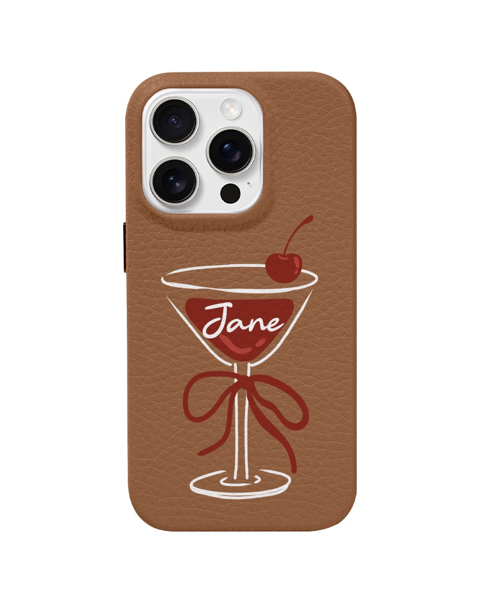 LEATHER MAGSAFE CASE - CHERRY COCKTAIL
