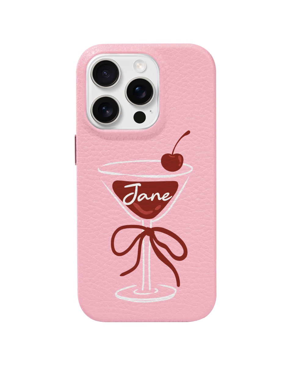 LEATHER MAGSAFE CASE - CHERRY COCKTAIL
