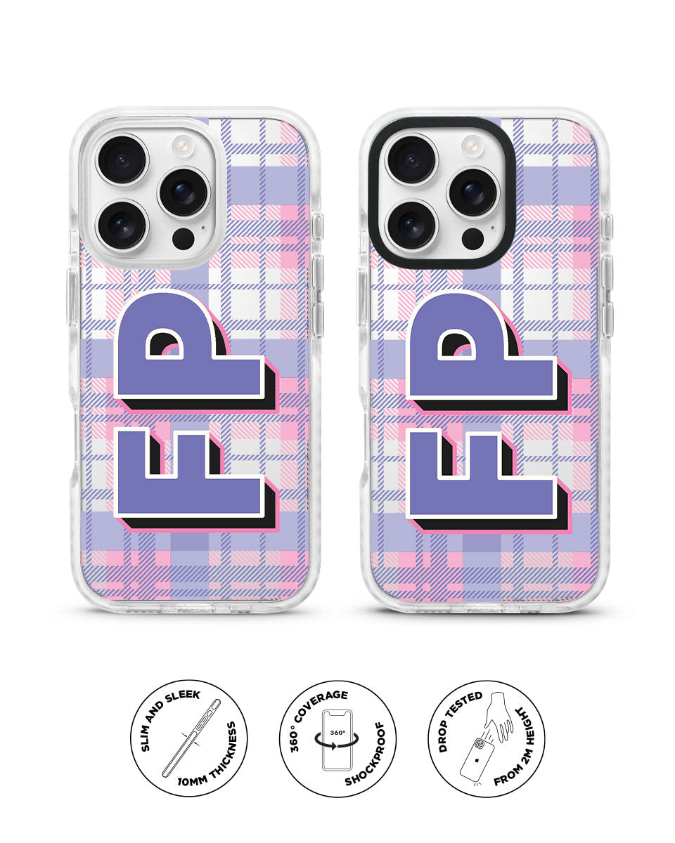 X-TECH BUMPER CASE - PERIWINKLE TARTAN