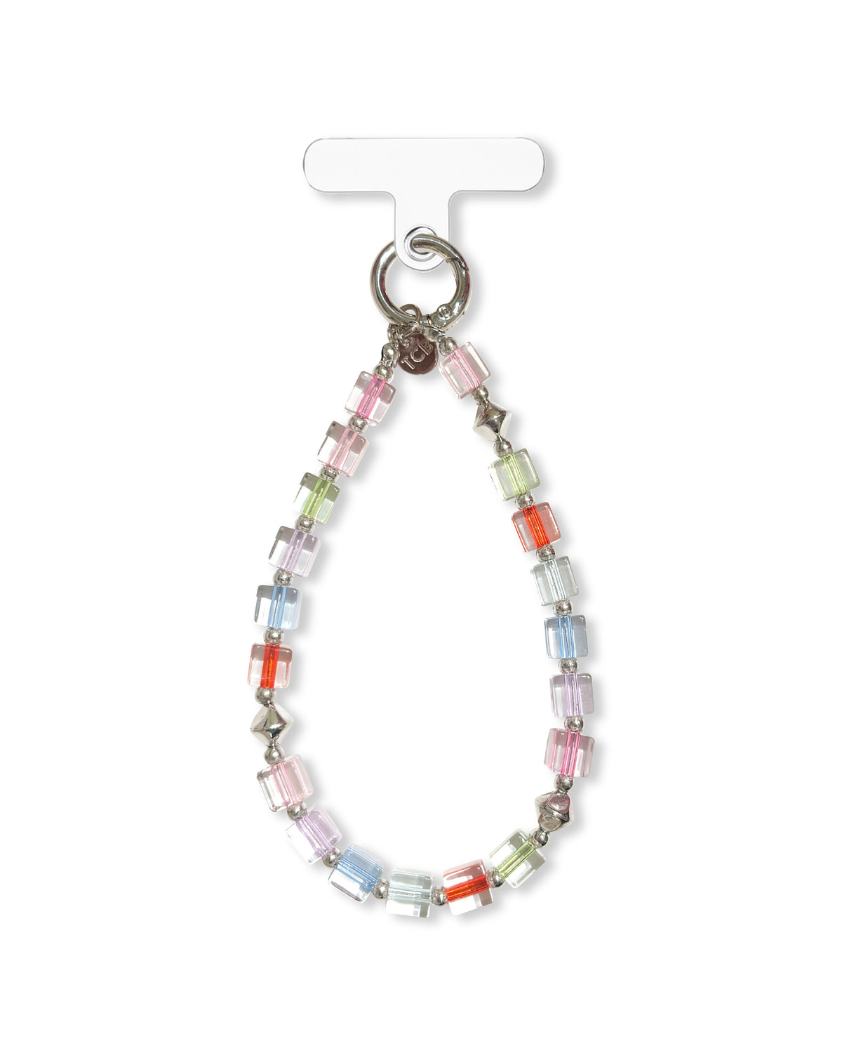 BEADED PHONE STRAP - RAINBOW CUBE