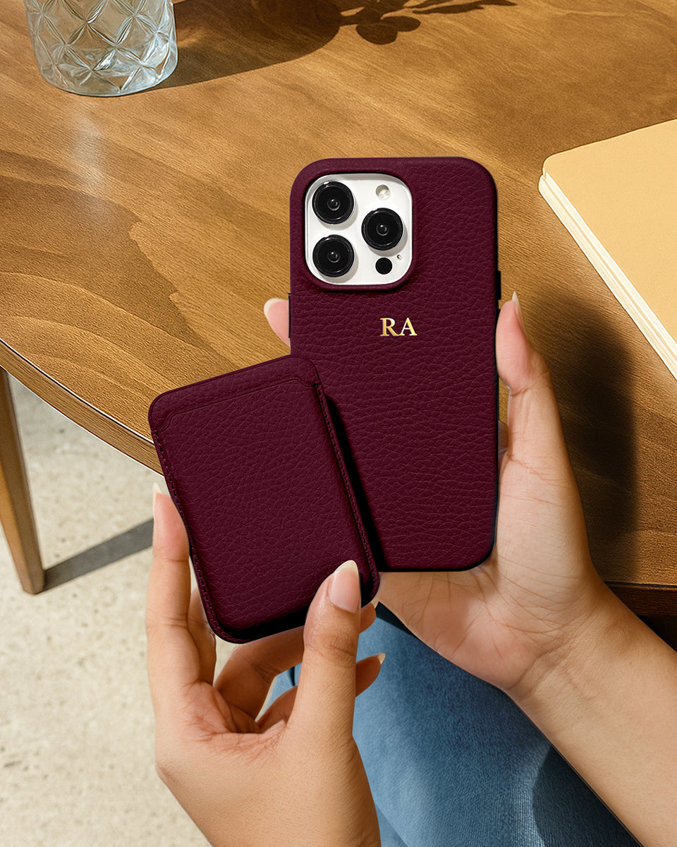 LEATHER MAGSAFE WALLET - MAROON