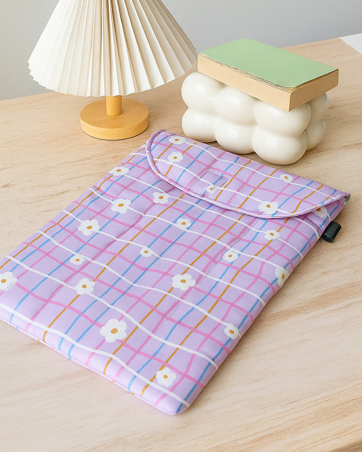 PUFFY LAPTOP SLEEVE - PURPLE PLAID