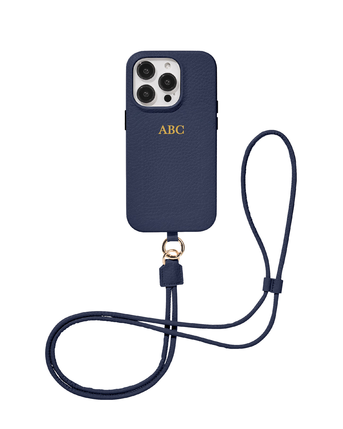 CROSSBODY LEATHER MAGSAFE CASE - NAVY