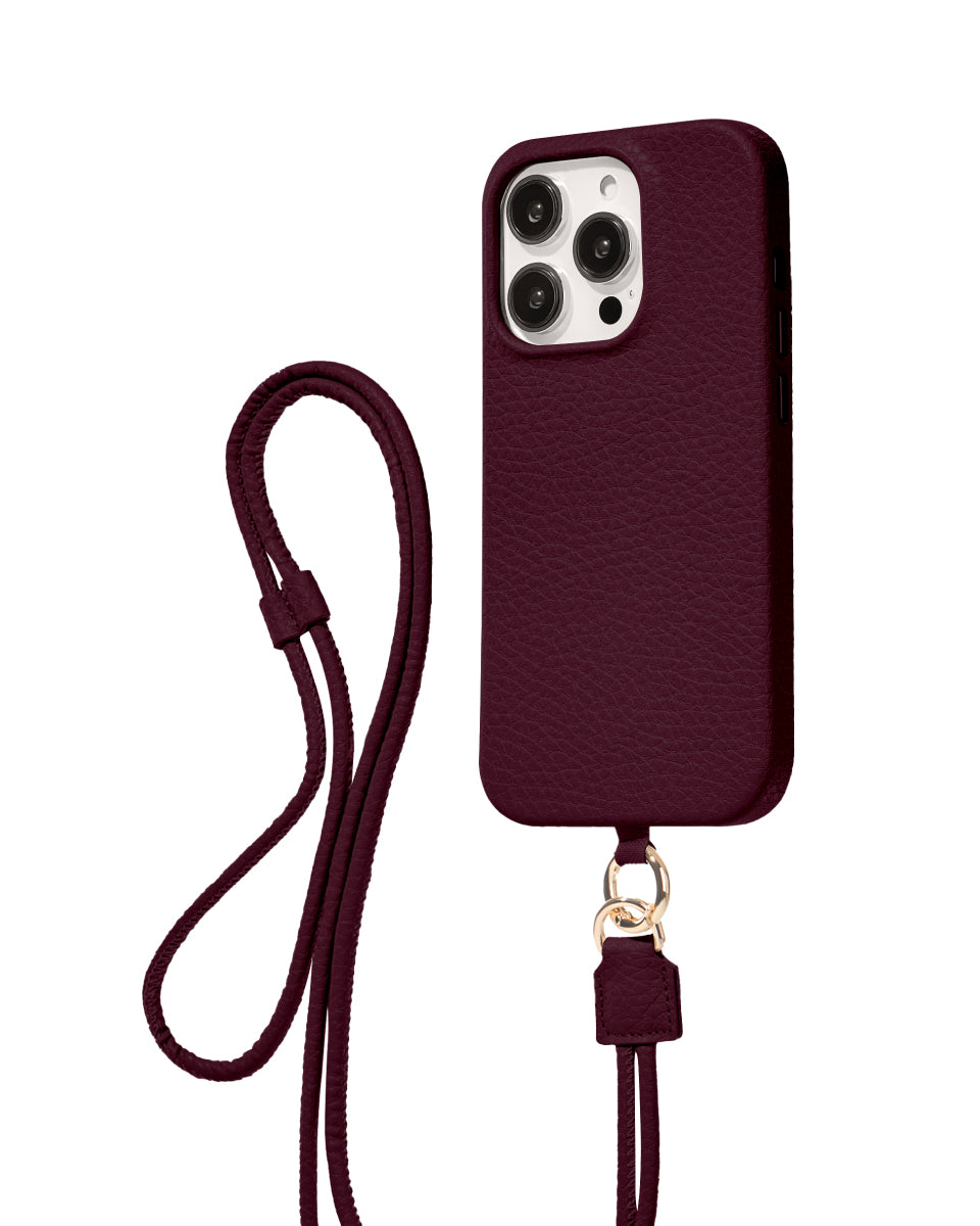 CROSSBODY LEATHER MAGSAFE CASE - MAROON