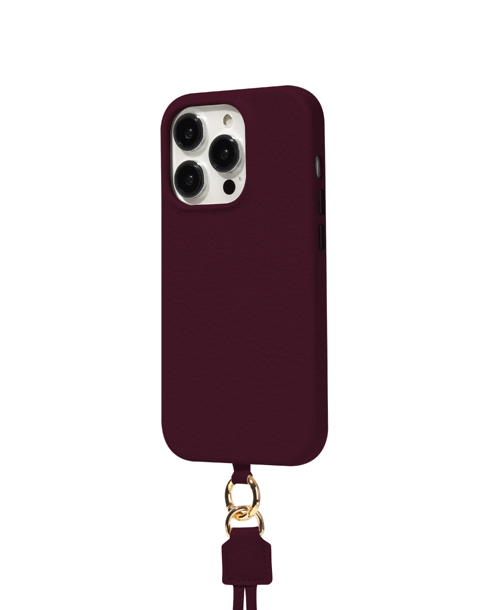 CROSSBODY LEATHER MAGSAFE CASE - MAROON