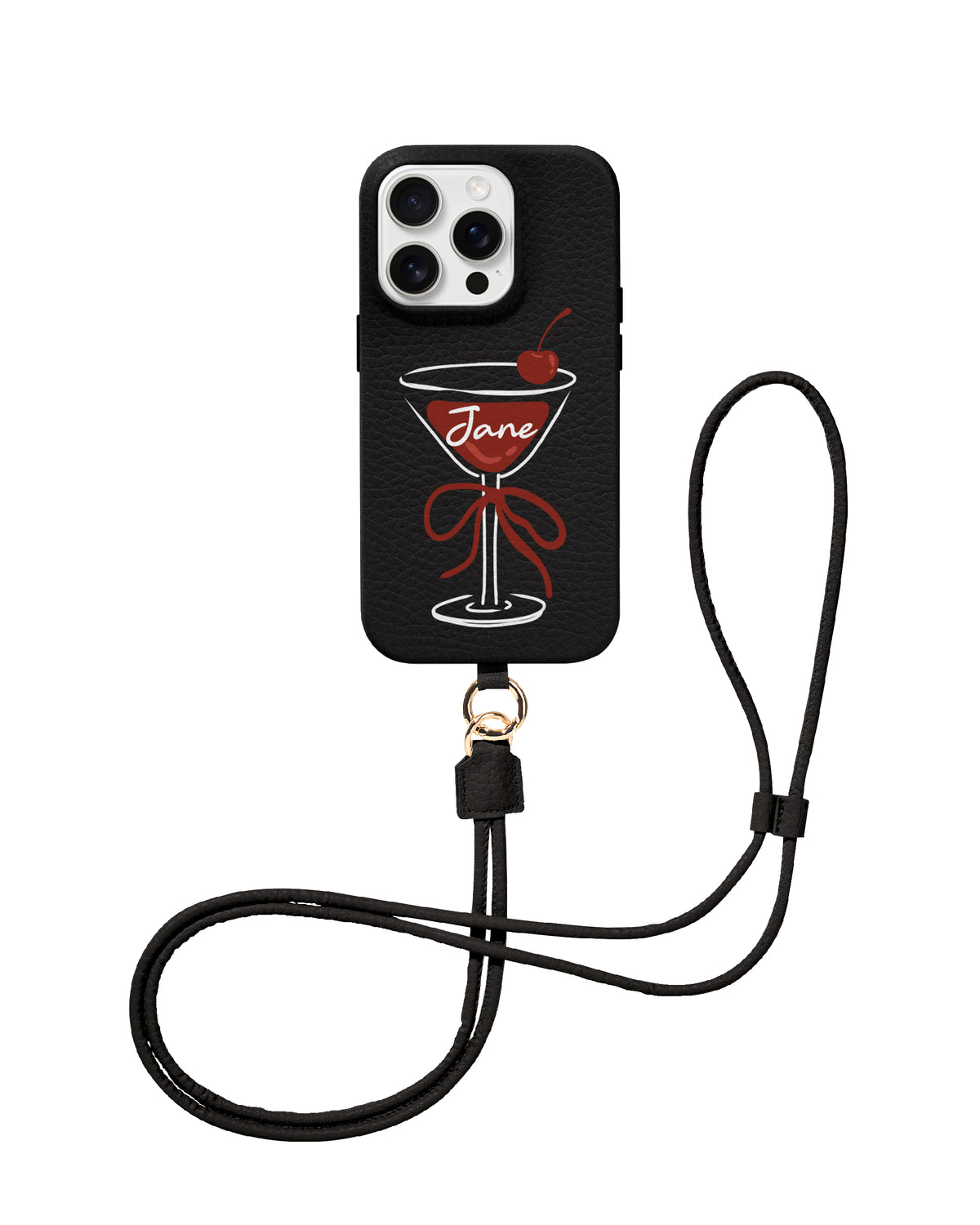 CROSSBODY LEATHER MAGSAFE CASE - CHERRY COCKTAIL