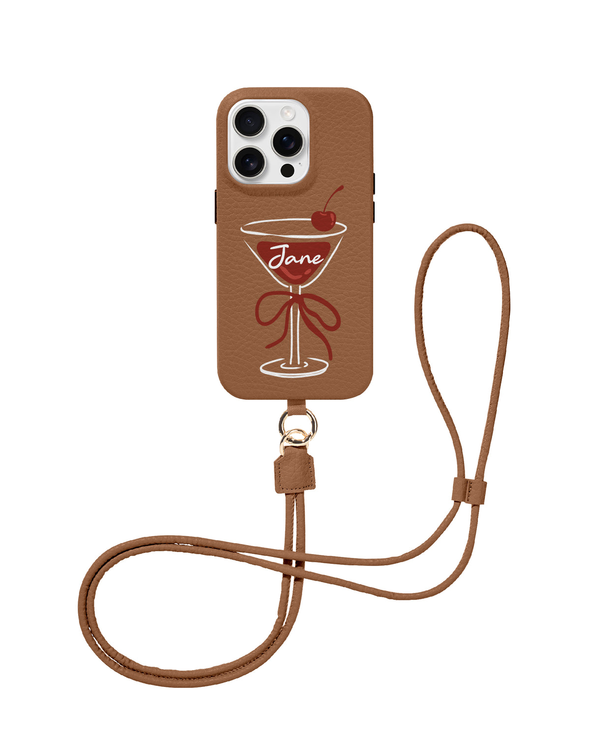 CROSSBODY LEATHER MAGSAFE CASE - CHERRY COCKTAIL