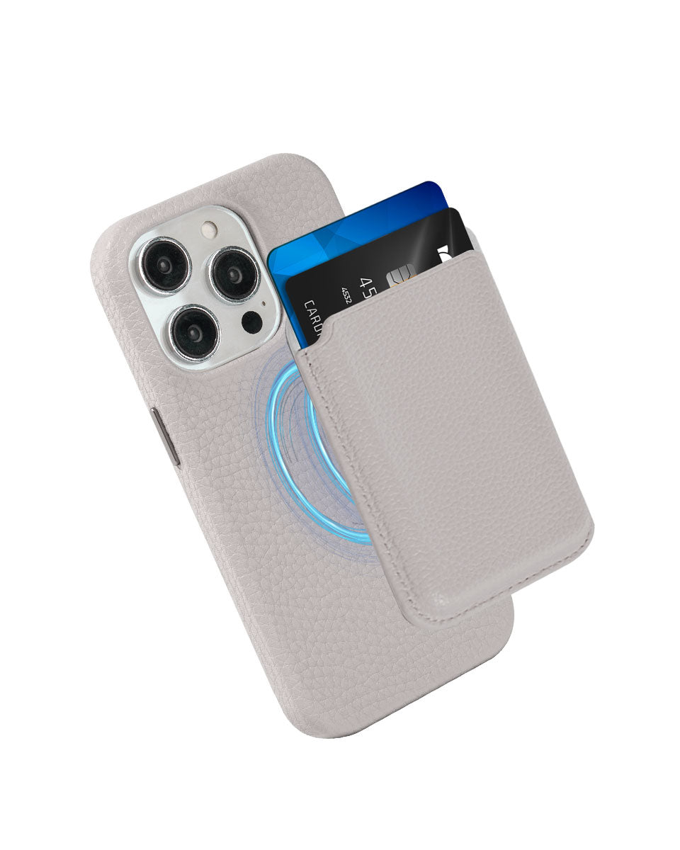 LEATHER MAGSAFE WALLET - GREY