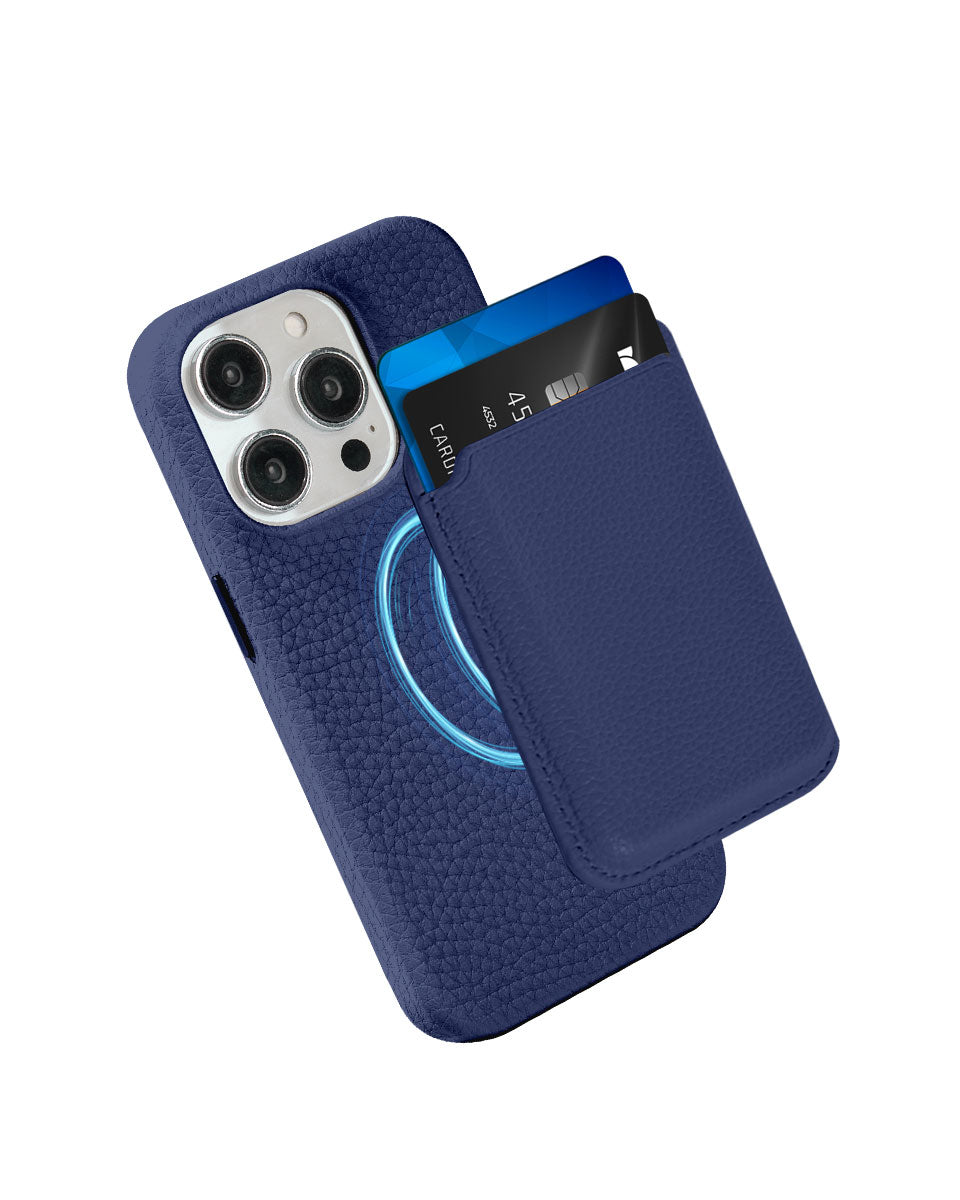 LEATHER MAGSAFE WALLET - NAVY