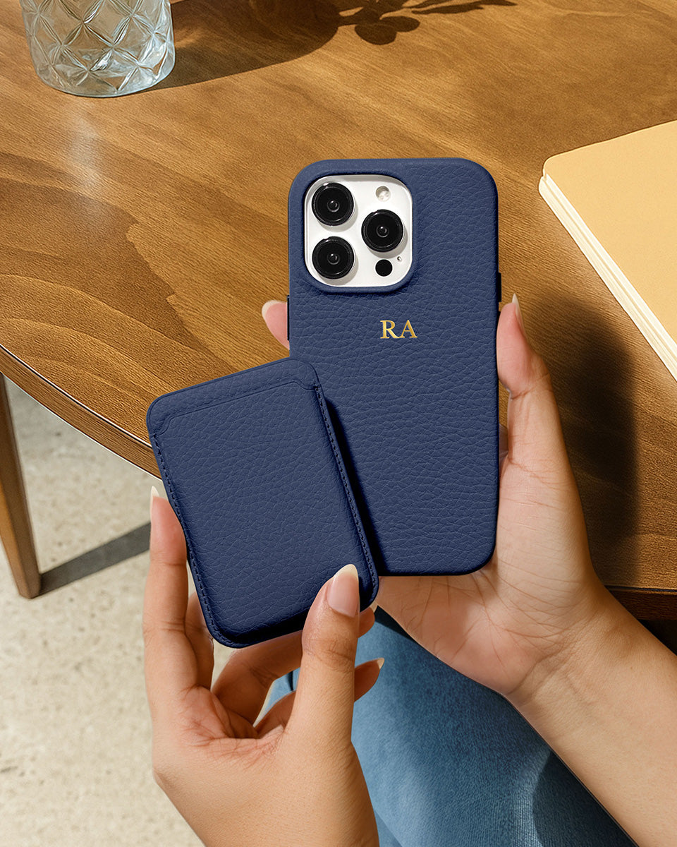 LEATHER MAGSAFE WALLET - NAVY