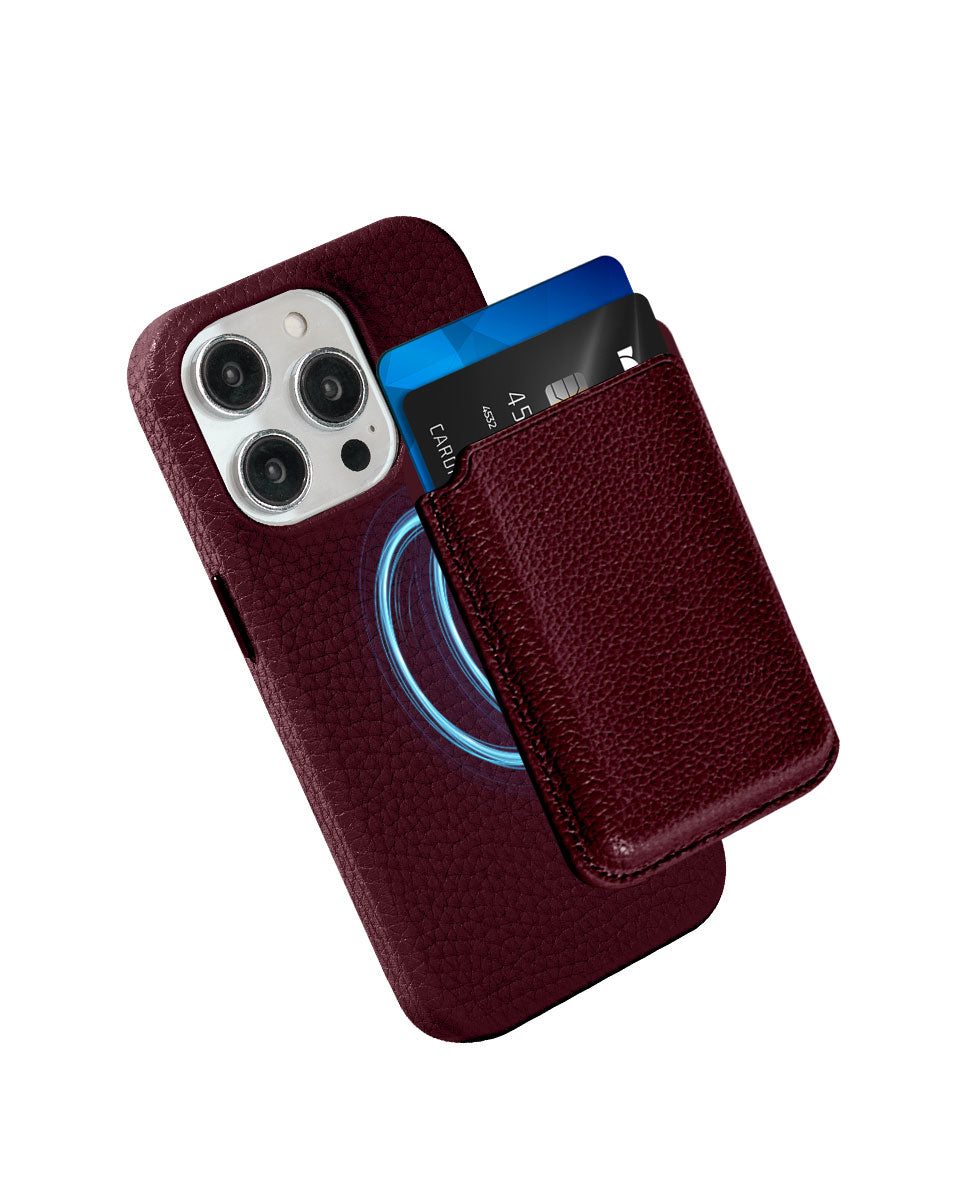 LEATHER MAGSAFE WALLET - MAROON